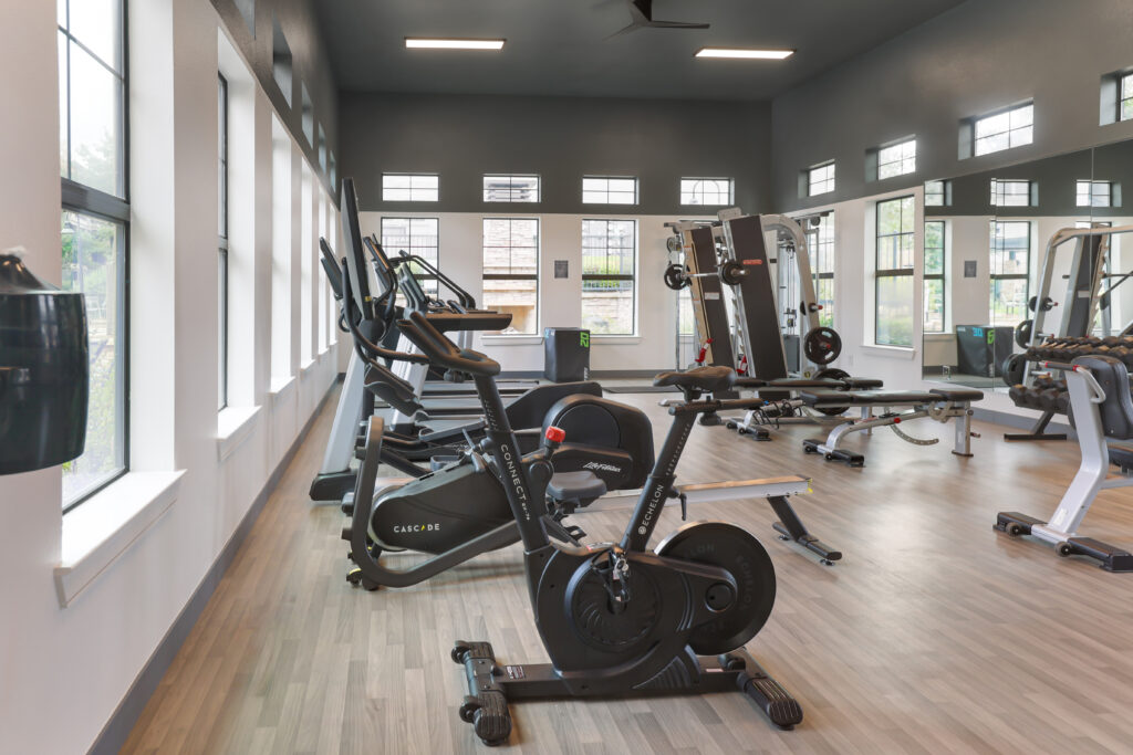Fitness center with cardio equipment and strength trining machines and free weights