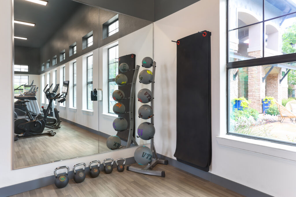 Fitness center with cardio equipment and strength trining machines and free weights