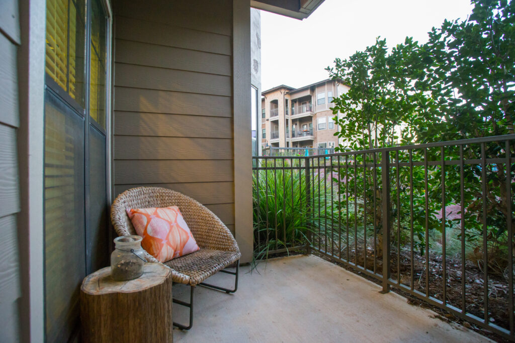 Private patio surrounded by trees